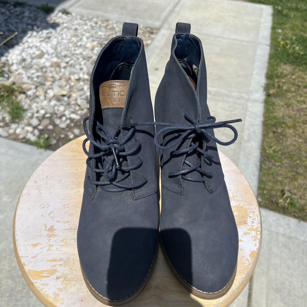 Size 10 Nautica Boots Women's Blue Ankle Suede Wedge Casual Fashion Booties